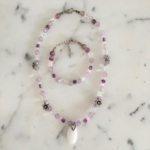 Semi-Precious Amethyst Necklace & Bracelet Set - Picture 7 of 9